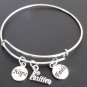 Be Positive Adjustable Expandable Bangle Bracelet, Hope Faith Charm Bracelet