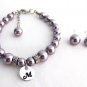 Child Initial Baptism Flower Girl Swarovski Pearl Initial Bracelet Stud Earrings