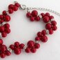 Red Pearl Twisted Bracelet Wtih Rhinestone Bridesmaid Flower Girl Bracelet