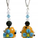 Fashionable Lampwork Beads & Swarovski Crystals Dangling Earrings