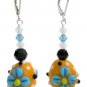 Fashionable Lampwork Beads & Swarovski Crystals Dangling Earrings