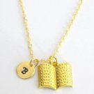 Gold Book Necklace Initial Book Necklace- Open Book Necklace Party Favors