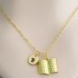 Gold Book Necklace Initial Book Necklace- Open Book Necklace Party Favors