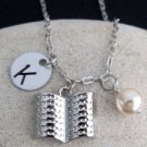 Personalized Book Necklace Hand stamped Monogram Book Lover Necklace Party Favor