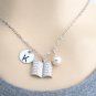 Personalized Book Necklace Hand stamped Monogram Book Lover Necklace Party Favor
