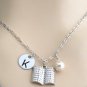 Personalized Book Necklace Hand stamped Monogram Book Lover Necklace Party Favor