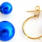 Double Sided Blue Pearl Bridesmaid Wedding Jewelry Bridal Earrings