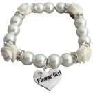 Flower Girl gift Bracelet Ivory Color Pearls Rose Flower Diamante spacer