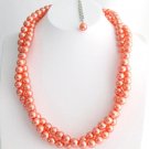 Orange Pearl Chunky Necklace Twisted Necklace Orange Pearl Bridal Necklace