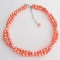 Orange Pearl Chunky Necklace Twisted Necklace Orange Pearl Bridal Necklace