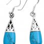 Classy Turquoise Sterling Silver Inlay Beautiful & Elegant Earrings