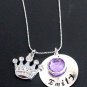 Princess Necklace, Princess Crown Necklace, Princess Name Little Girl Necklace