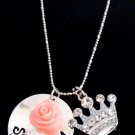 Princess Handstamped Name Necklace, Princess Crown Necklace, Girls Name Necklace