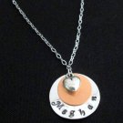 Personalized girl's name necklace,custom hand stamped necklace with puffy heart
