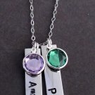Bar Name Necklace,Personalized Hand Stamped 2 Bars with Name Couples Necklace