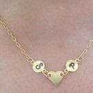 Heart Initial Monogram Necklace Personalized Heart Necklace I Luv U Necklace