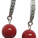 Bridal Party Wear Earrings Red Pearl Post Earrings