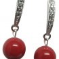 Bridal Party Wear Earrings Red Pearl Post Earrings
