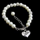 Junior Bridesmaid Ivory Pearl Rhinestone Bracelet,Children's Wedding jewelry