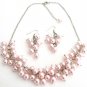 Soft Pink Pearl Chunky Beaded Necklace with Earring Bridal Gift Party Wear Set