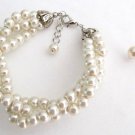 Ivory Glass Pearl Twisted Pearl Bracelet ivory Bridal Bridesmaid Wedding jewelry