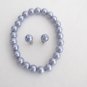 Lavender Pearl Jewelry Stretchable Bracelet Earrings Wedding Set