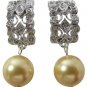 Perfect Bridal Earrings Yellow Pearl with Rhinestones Diamante Wedding Earrings