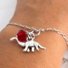Dinosaur bracelet,silver Brontosaurus Animal charm, Christmas Gift, Animal Lover