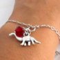 Dinosaur bracelet,silver Brontosaurus Animal charm, Christmas Gift, Animal Lover