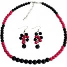 Fascinate Wedding Jewelry In Magenta Black Pearl with Grape Earrings Set
