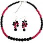 Fascinate Wedding Jewelry In Magenta Black Pearl with Grape Earrings Set