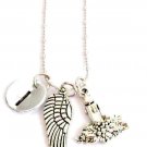Angel wing necklace,Memory necklace, Initial necklace,Remembrance necklace