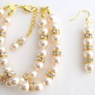 Pearl Bridal Bridesmaid Bracelet Gold Rhinestones Bracelet Wedding Bracelet