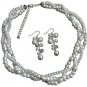 Impressive Bridal Jewelry In Rich White Pearl Rhinestones Sparkle Twisted Set