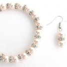 Pastel Pink Pearl Stretchable Bracelet Rhinestone Spacer Bridesmaid Bracelet