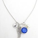 Gaurdian Angel Wing Hand stamped Monogram Necklace-Infant Loss Necklace