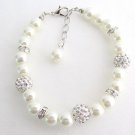 Wedding Pearl Bracelet, Ivory Pearl Rhinestone Bracelet, Bridesmaid Wedding Gift