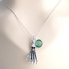 Skull Hand Necklace Jewelry with Birthstone Skull Hand Pendant Skull Hand Charm