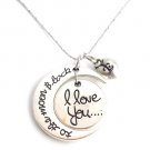 I love You To The Moon And Back Necklace, Moon Heart Necklace,Moon necklace ,Cre