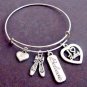 I love Ballet Ballerina Bangle Bracelet,Ballet Charm Bracelet,Believe Charm