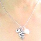 Personalized Spindle Sea Shell Necklace initial Oyster Charm w/pearl necklace