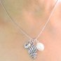 Personalized Spindle Sea Shell Necklace initial Oyster Charm w/pearl necklace