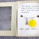 Get Well Soon Gift Handmad Necklace With Yellow Flower Pendant Gift Card