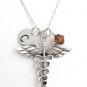 Medical Initial Necklace Doctor Necklace Medical Caduceus Charm Necklace