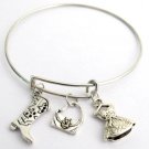 Ballet Expandable Bangle Ballet Shoes Dress Double Sided Charms Bracelet
