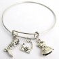 Ballet Expandable Bangle Ballet Shoes Dress Double Sided Charms Bracelet