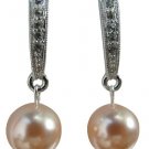 Adorable Fancy Surgical Post Peach Pearl Diamante Earrings