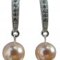 Adorable Fancy Surgical Post Peach Pearl Diamante Earrings