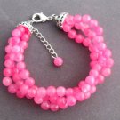 Coral Pink Pearls Twisted three strand Bracelet,Coral Pink Bridesmaid Bracelet