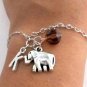 Personalized Elephant Bracelet with Birthstone and initial,Elephant gift Jewelry